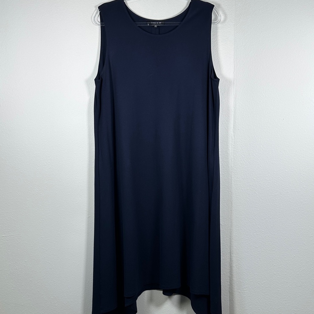 Lafayette 148 New York Navy Sleeveless Ponte Stretch Dress Size XL
